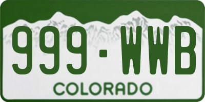 CO license plate 999WWB