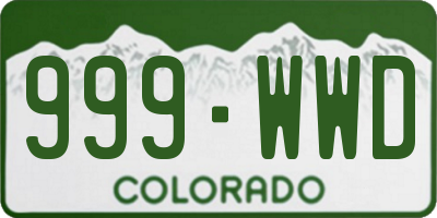 CO license plate 999WWD