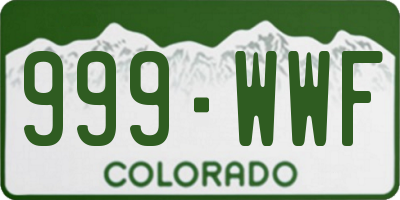 CO license plate 999WWF