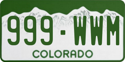 CO license plate 999WWM