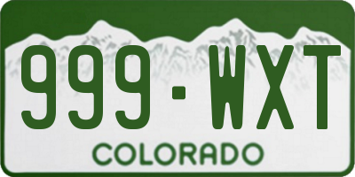 CO license plate 999WXT