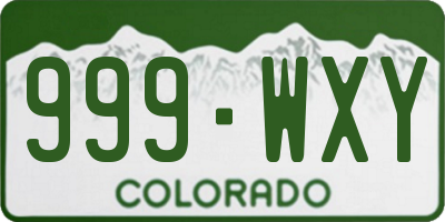 CO license plate 999WXY