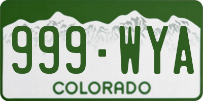 CO license plate 999WYA