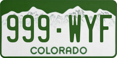 CO license plate 999WYF