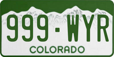 CO license plate 999WYR