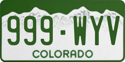 CO license plate 999WYV
