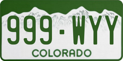CO license plate 999WYY