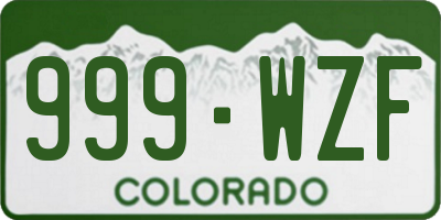CO license plate 999WZF