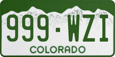 CO license plate 999WZI