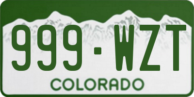 CO license plate 999WZT