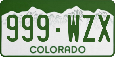 CO license plate 999WZX
