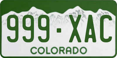 CO license plate 999XAC