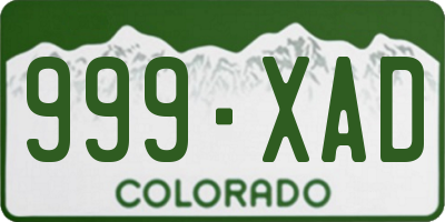 CO license plate 999XAD