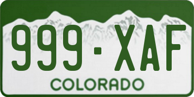 CO license plate 999XAF