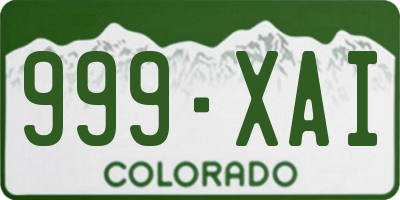 CO license plate 999XAI