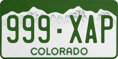 CO license plate 999XAP