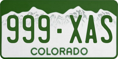 CO license plate 999XAS