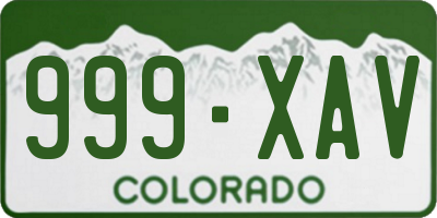 CO license plate 999XAV