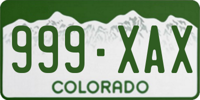 CO license plate 999XAX