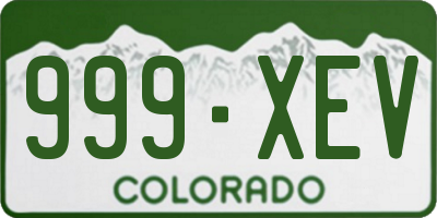 CO license plate 999XEV