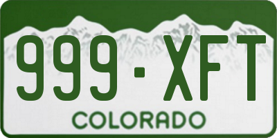 CO license plate 999XFT