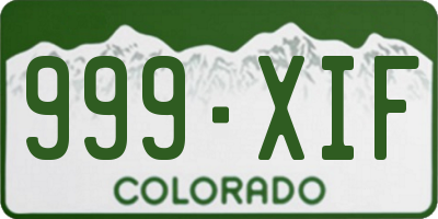 CO license plate 999XIF