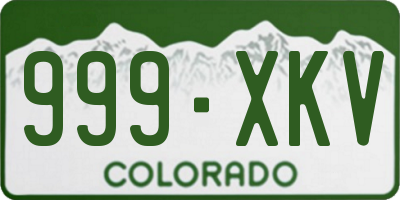 CO license plate 999XKV