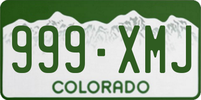 CO license plate 999XMJ