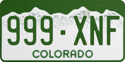CO license plate 999XNF