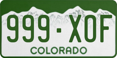 CO license plate 999XOF