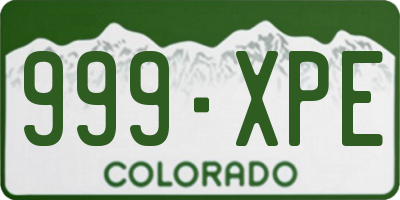 CO license plate 999XPE