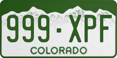 CO license plate 999XPF