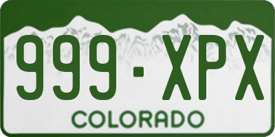 CO license plate 999XPX