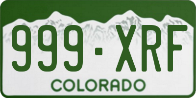 CO license plate 999XRF