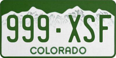 CO license plate 999XSF