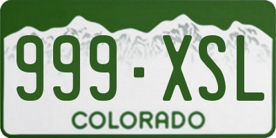 CO license plate 999XSL