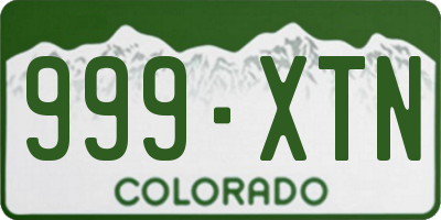 CO license plate 999XTN