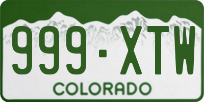 CO license plate 999XTW
