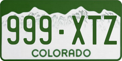 CO license plate 999XTZ
