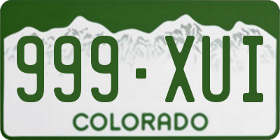 CO license plate 999XUI