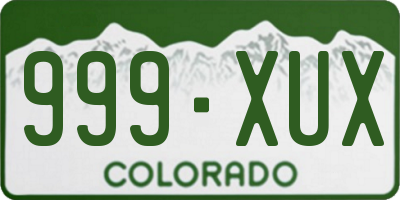 CO license plate 999XUX