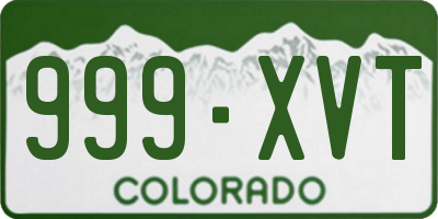 CO license plate 999XVT