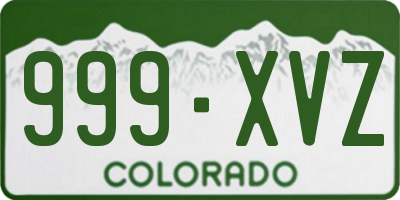 CO license plate 999XVZ