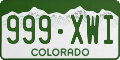 CO license plate 999XWI