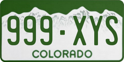 CO license plate 999XYS