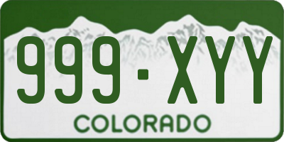 CO license plate 999XYY