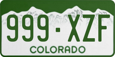 CO license plate 999XZF