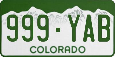 CO license plate 999YAB