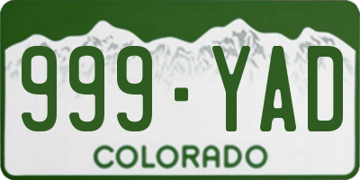 CO license plate 999YAD