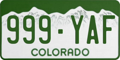CO license plate 999YAF